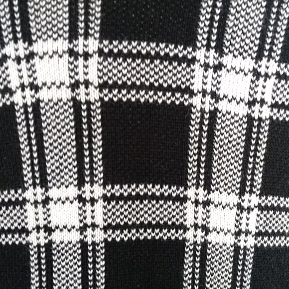 Plaid Asymmetrical Cropped Sweater Jacket LARGE Black White - Picture 12 of 16